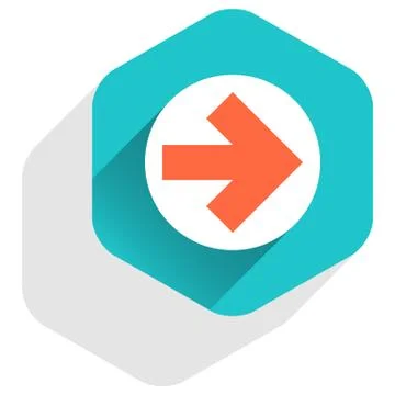 Flat arrow sign round icon hexagon button 스톡 일러스트