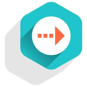 Flat arrow sign round icon hexagon button Stock Illustration