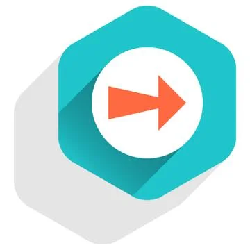 Flat arrow sign round icon hexagon button Illustrazione stock