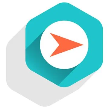 Flat arrow sign round icon hexagon button 스톡 일러스트