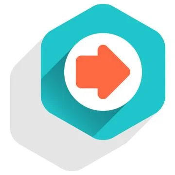 Flat arrow sign round icon hexagon button Stock-Illustration