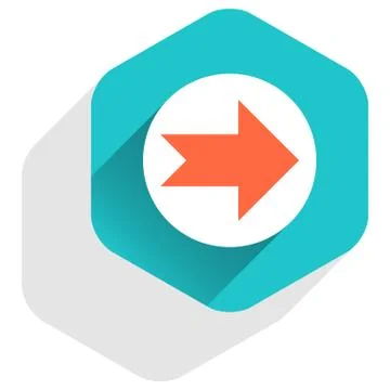 Flat arrow sign round icon hexagon button Illustrazione stock