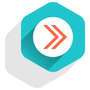 Flat arrow sign round icon hexagon button Illustrazione stock