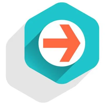 Flat arrow sign round icon hexagon button Иллюстрация