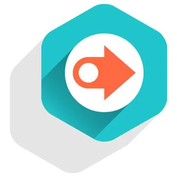 Flat arrow sign round icon hexagon button Stock Illustration