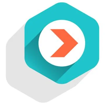 Flat arrow sign round icon hexagon button Stock Illustration
