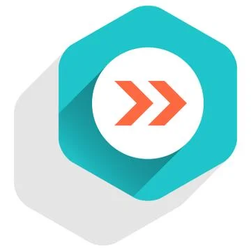 Flat arrow sign round icon hexagon button 스톡 일러스트