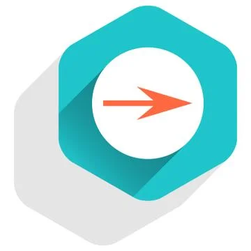Flat arrow sign round icon hexagon button Stock Illustration