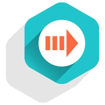 Flat arrow sign round icon hexagon button Illustrazione stock