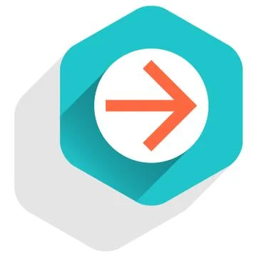Flat arrow sign round icon hexagon button Stock Illustration