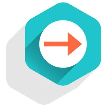 Flat arrow sign round icon hexagon button Stock-Illustration