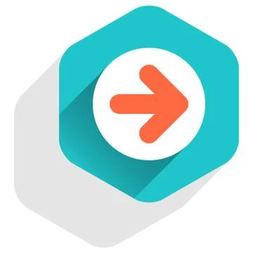 Flat arrow sign round icon hexagon button Stock-Illustration