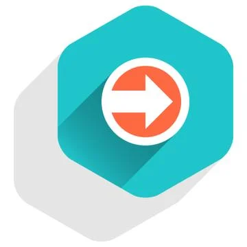 Flat arrow sign round icon hexagon button 스톡 일러스트