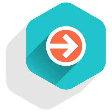 Flat arrow sign round icon hexagon button Stock-Illustration