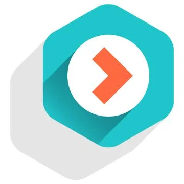 Flat arrow sign round icon hexagon button Illustrazione stock