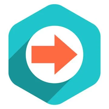 Flat Arrow Sign Round Icon Hexagon Button Illustrazione stock