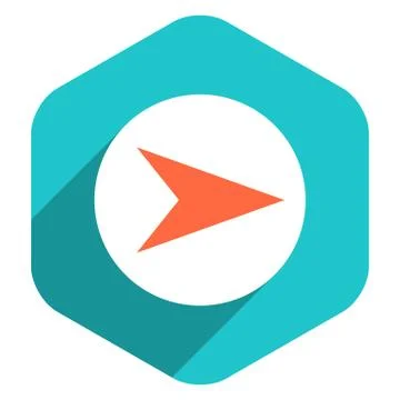 Flat Arrow Sign Round Icon Hexagon Button Stock-Illustration