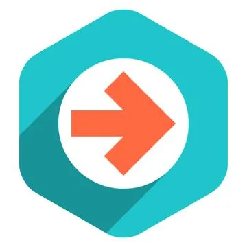 Flat Arrow Sign Round Icon Hexagon Button Stock-Illustration