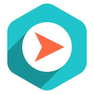 Flat Arrow Sign Round Icon Hexagon Button Stock Illustration