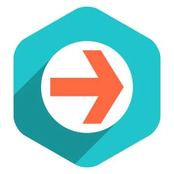 Flat Arrow Sign Round Icon Hexagon Button Illustrazione stock
