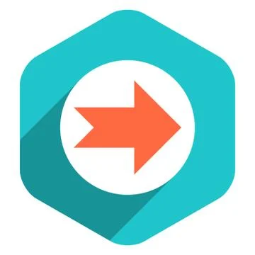 Flat Arrow Sign Round Icon Hexagon Button 스톡 일러스트