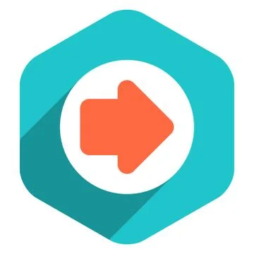 Flat Arrow Sign Round Icon Hexagon Button Stock Illustration
