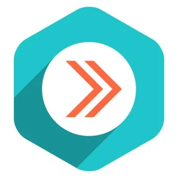 Flat Arrow Sign Round Icon Hexagon Button Illustrazione stock