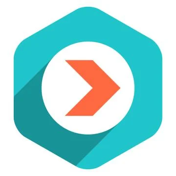 Flat Arrow Sign Round Icon Hexagon Button 스톡 일러스트