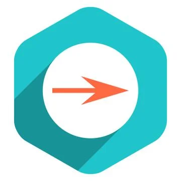 Flat Arrow Sign Round Icon Hexagon Button Stock Illustration