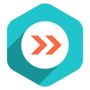 Flat Arrow Sign Round Icon Hexagon Button Illustrazione stock