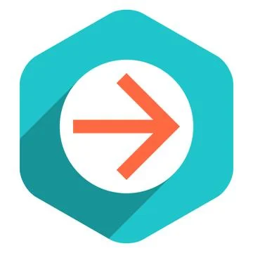 Flat Arrow Sign Round Icon Hexagon Button Stock-Illustration