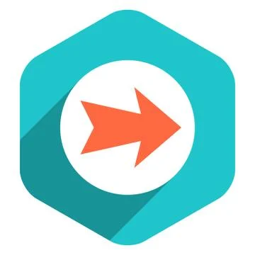 Flat Arrow Sign Round Icon Hexagon Button Stock Illustration