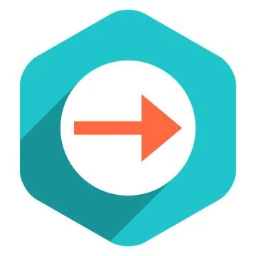 Flat Arrow Sign Round Icon Hexagon Button Illustrazione stock