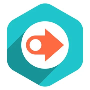 Flat Arrow Sign Round Icon Hexagon Button Иллюстрация