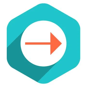 Flat Arrow Sign Round Icon Hexagon Button Stock Illustration