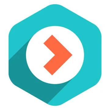 Flat Arrow Sign Round Icon Hexagon Button Stock Illustration