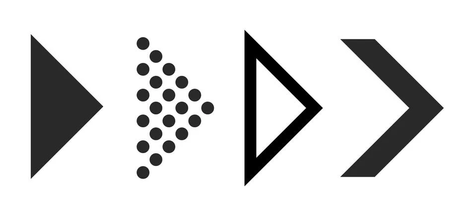 Flat arrows for interface. Right black arrows for navigation and download sign Ilustração Stock