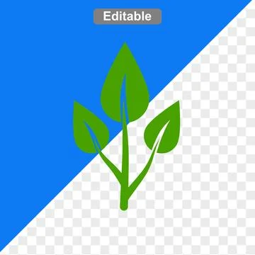 Flat art design illustrations three green leave 스톡 일러스트