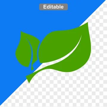 Flat art design illustrations two green leave Stock Illustration