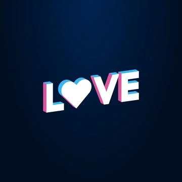 Flat art isometric headline word love Illustrazione stock