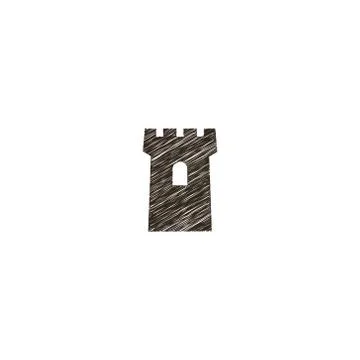Flat art linear freehand drawn sign of castle tower	 Stock-Illustration