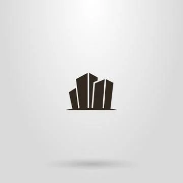 Flat art sign of three high-rise buildings Stock Illustration