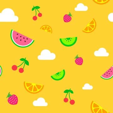 Flat art simple yellow summer fruit seamless  pattern Illustrazione stock