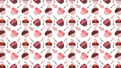 Flat art style pattern Cup Cake 스톡 일러스트