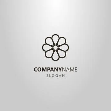 Flat art vector line art camomile flower logo Illustrazione stock