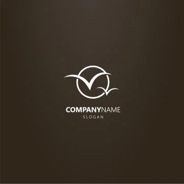 Flat art vector logo of two seagulls in a round frame Illustrazione stock