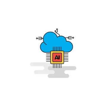Flat Artificial intelligence on cloud Icon. Vector 스톡 일러스트