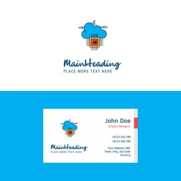 Flat Artificial intelligence on cloud Logo and Visiting Card Template. Busien イラスト素材