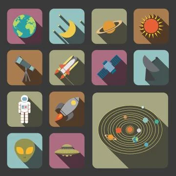Flat astronomy icon Stock Illustration