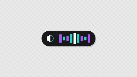 Flat Audio Sound Wave Equalizer Pill Badge with Speaker Icon on Transparent Stock Footage 346692574